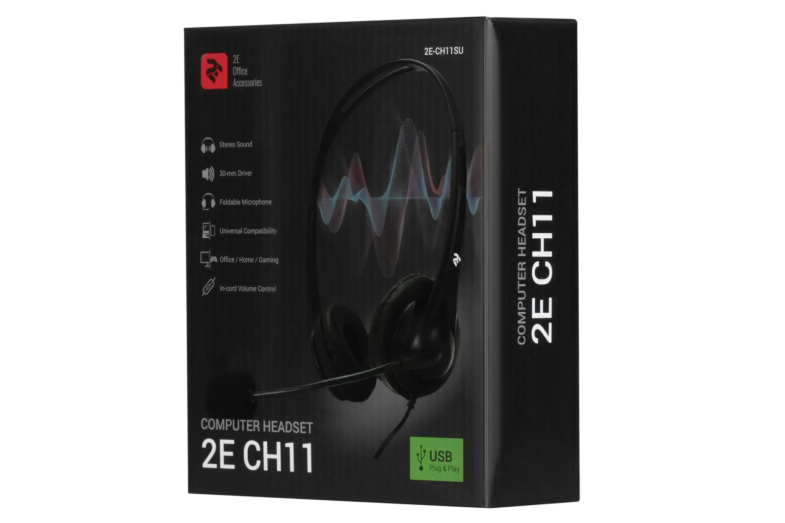 ყურსასმენი 2E PC headset stereo On-ear CH11 USB, omni-mic, 2m, black