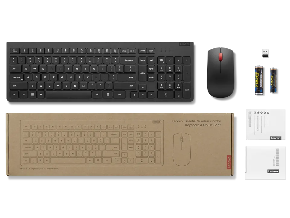 Lenovo, Essential, Keyboard + Mouse Gen2 (Combo) Black