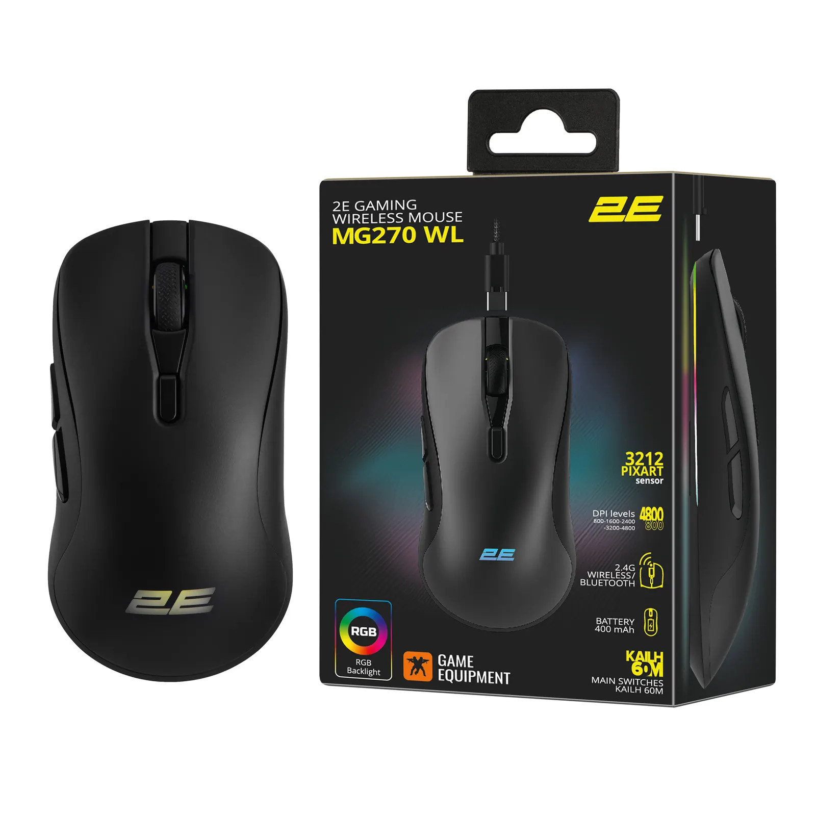 2E GAMING Mouse MG270 WL, WL/BT, black