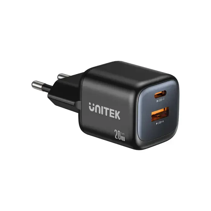 დამტენი P1128A-EU, UNITEK, Power Supply, 20W 2-Port Wall GaN Charger.