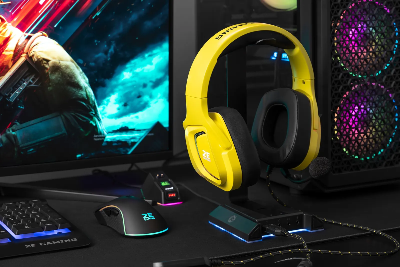 ყურსასმენი 2E GAMING Headset HG340 RGB 3.5mm Yellow