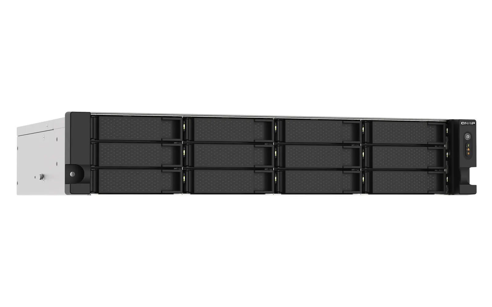 NAS სერვერი 12-bay rackmount NAS, AMD Ryzen V1000 series V1500B 4C/8T 2.2GHz, 8GB DDR4 RAM (2 x UDIMM slots, max. 64GB), 2 x 2.5GbE LAN, optional 10GbE & M.2 NVMe
