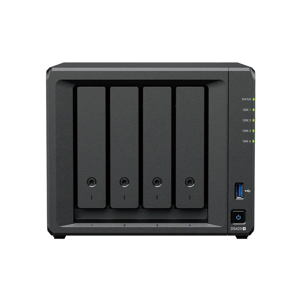 Intel Celeron J4125 4-core 2.0 (base) / 2.7 (turbo) GHz;RAM(2 GB DDR4 non-ECC SODIMM);/4x Drive Bays;/2x M.2 Drive Slots;/2x RJ-45 1GbE LAN Port;/2x USB 3.2 Gen 1 Port;/ Power Supply 90W;/ Warranty 3Y
