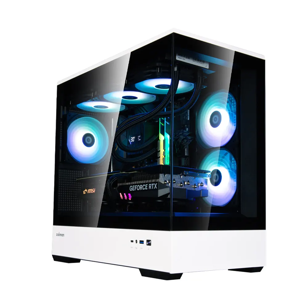 ქეისი Zalman PC case P30 without PSU, 1xUSB3.0, 1xUSBType-C, 3x120mm ARGB, VGA 420mm, LCS ready, TG Side Panel, mATX, black/white