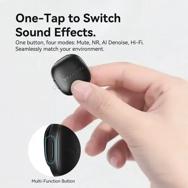 მიკროფონი NCDB0, VENTION, Microphone , Wireless AI Noise-Canceling Lavalier Microphone Black.