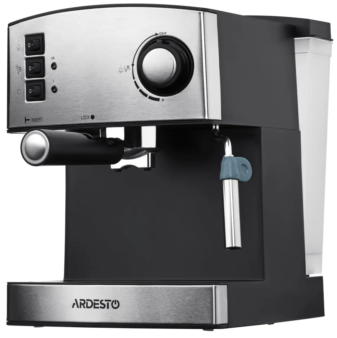 ყავის აპარატი Ardesto coffee maker carob Steel Collection 1.6l, ground, hand capuchino maker, silver-black
