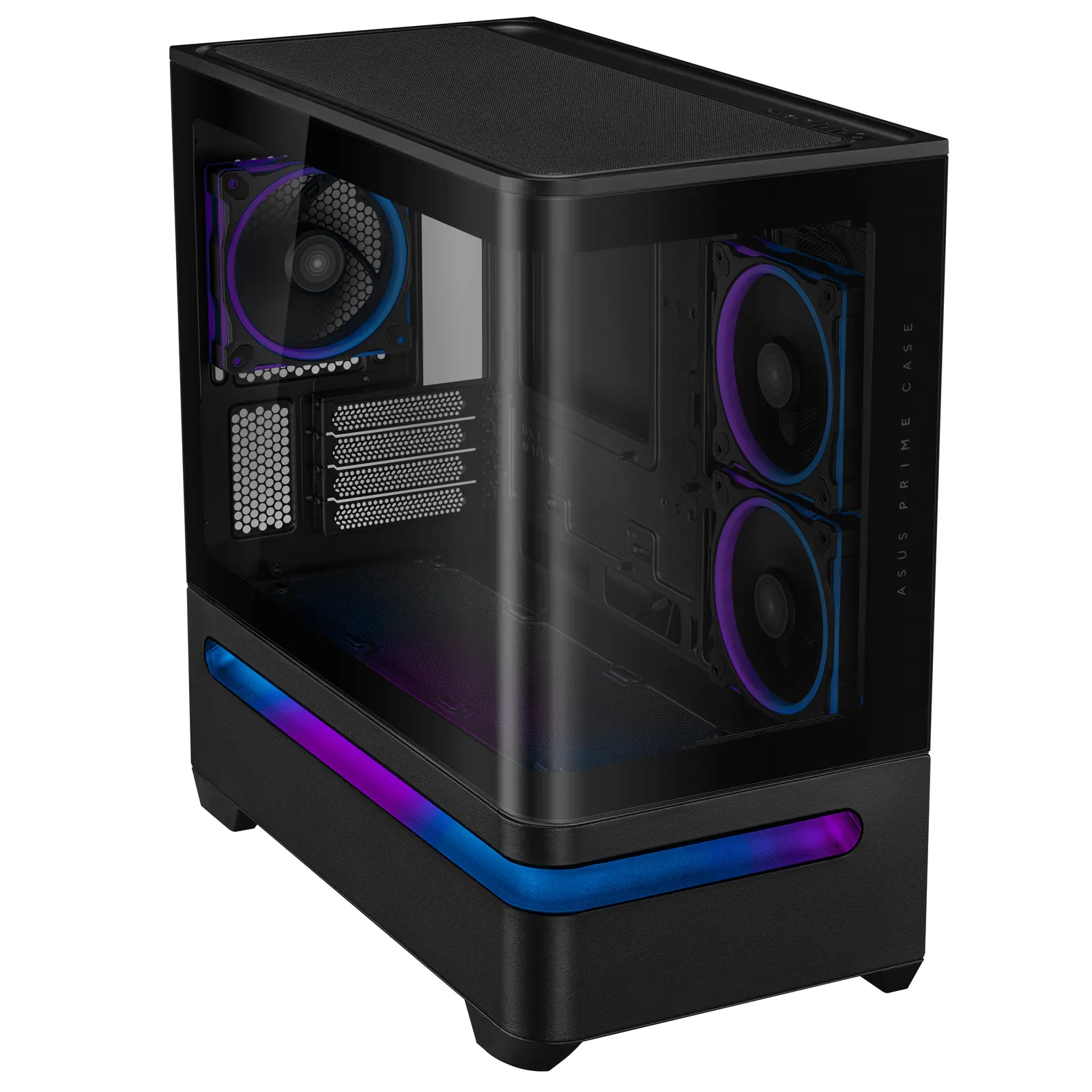ქეისი ASUS Prime AP202 Tempered Glas, without PSU, 2xUSB3.2, 1xUSB Type-C, Tempered Glass side, mATX, Black 90DC00P0-B19000