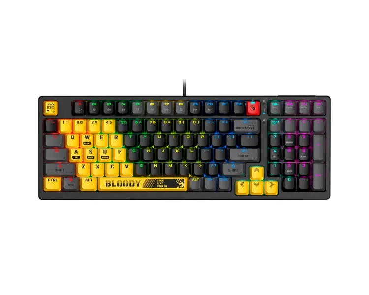 კლავიატურა A4tech Bloody S98 RGB Mechanical Gaming Keyboard Red Switch US Layout Sports Lime