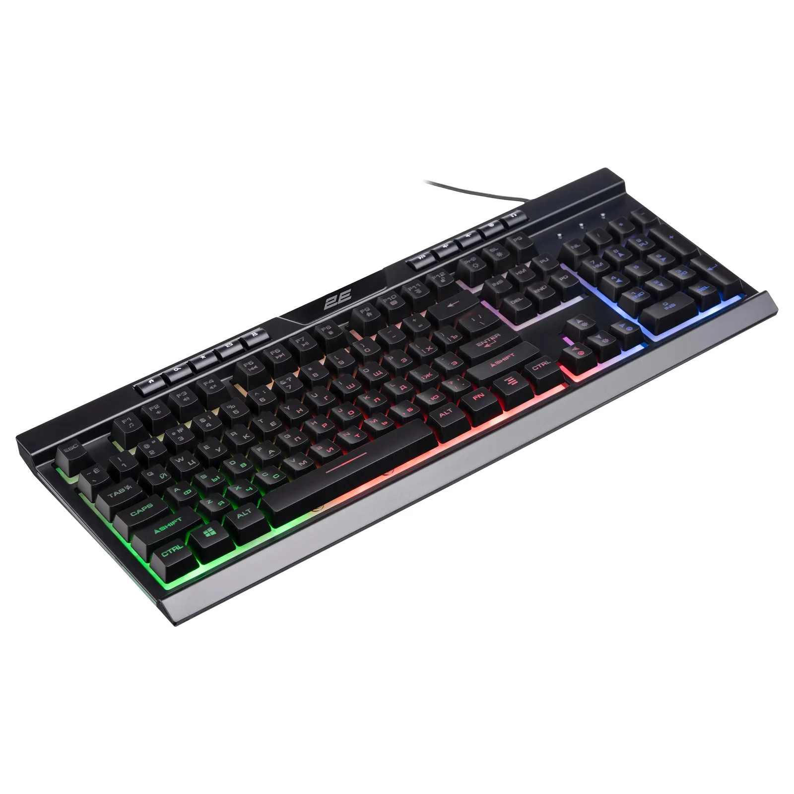 კლავიატურა 2E GAMING Membrane keyboard KG300 114key, USB-A, EN/RU, LED, black