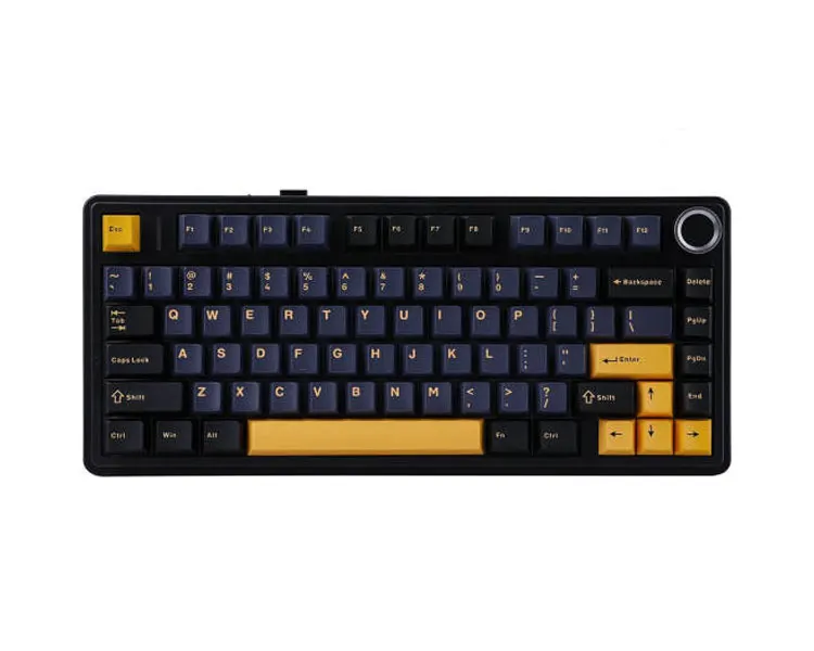 კლავიატურა AULA F75 Wireless Mechanical Keyboard Black/Dark Blue/Orange (GRAY WOOD Switchv3)