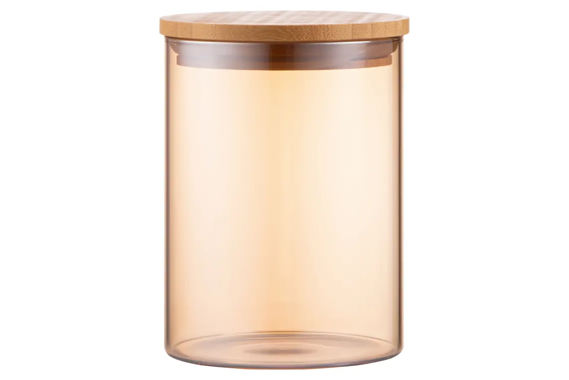 შუშის ქილა Jar ARDESTO Golden Moon, 540ml, glass, bamboo, round, golden