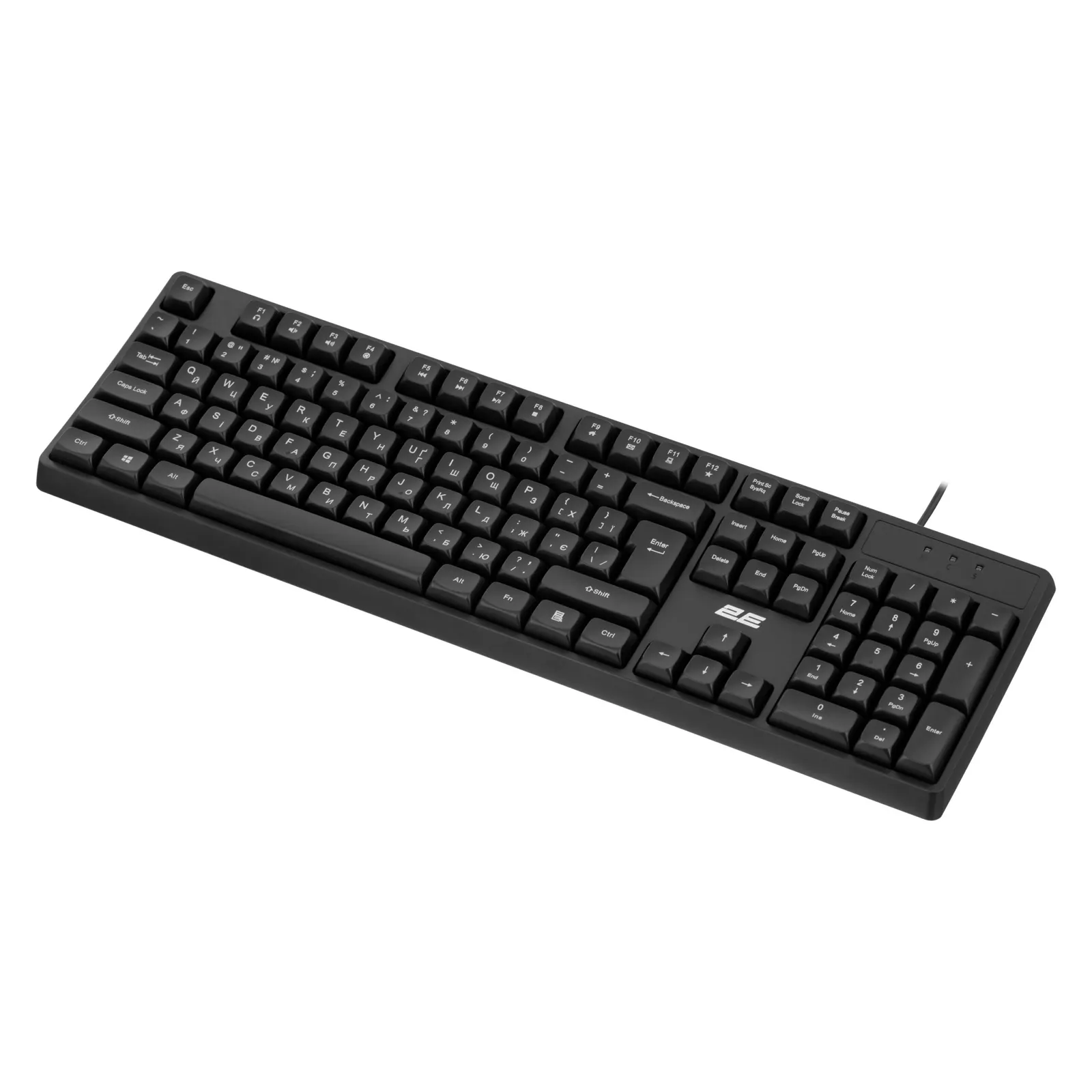 კლავიატურა 2E Membrane keyboard KS131 104key, USB-A, EN/UK, black