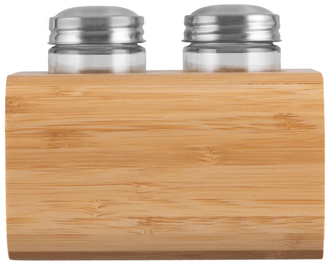 სამარილე ARDESTO Salt and pepper set Midori, 3 pcs, 80ml, 13.5x11x11cm, bamboo, stainless steel, glass, plastic