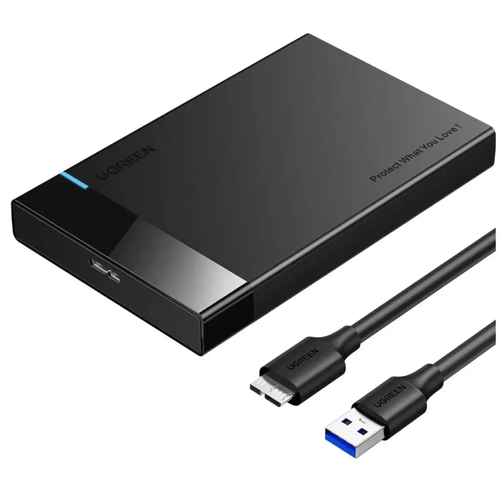 UGREEN US221 (30847), 2.5″ Hard Drive Enclosure USB 3.0 to SATA III Adapter, Black