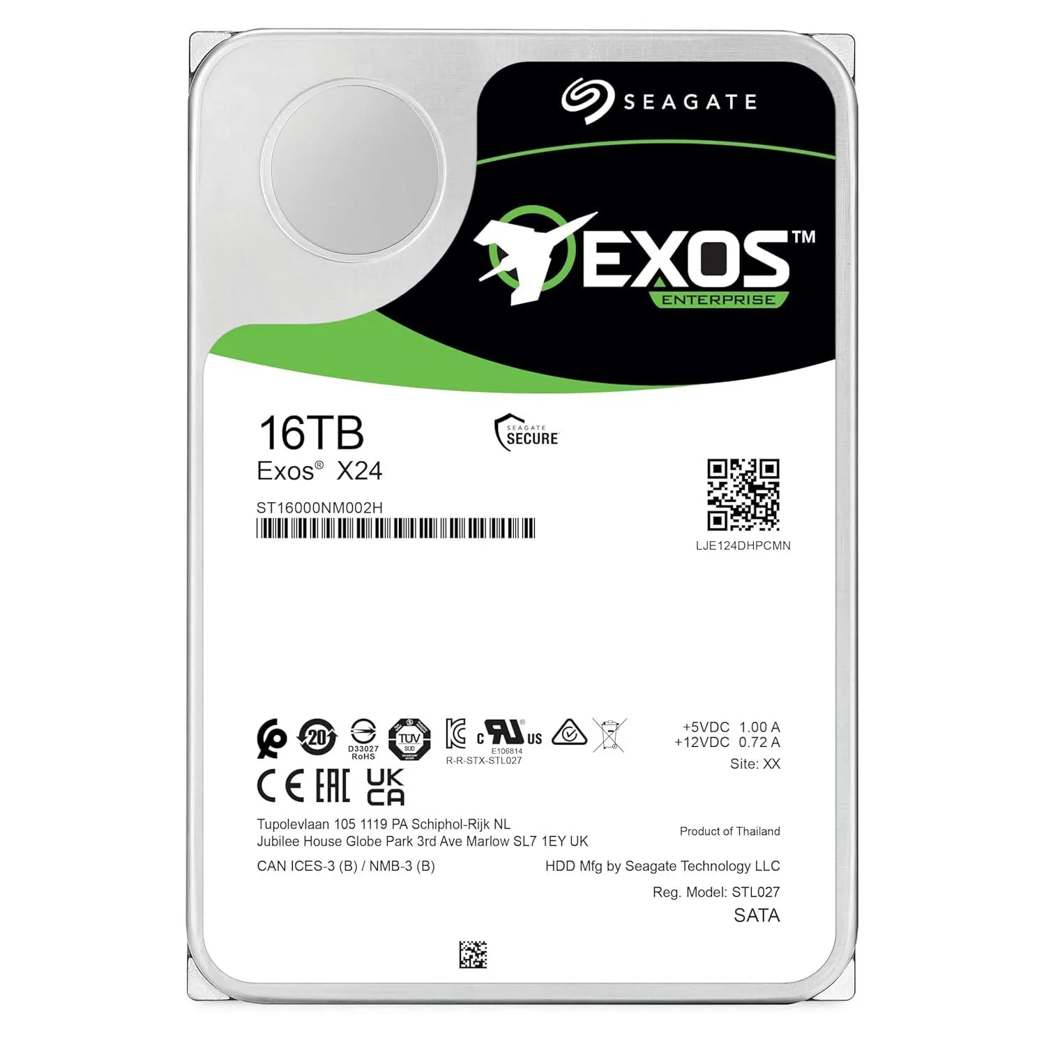 მყარი დისკი Exos X24, SEAGATE, HDD, 16TB Enterprise Internal Hard Drive HDD - 6GB/s SAS 7200RPM 2.5M MTBF.