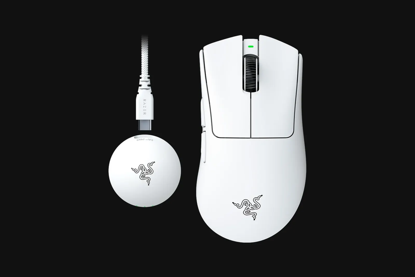 მაუსი Razer Mouse DeathAdder V4 Pro Gen-2, RGB, USB-A/WL/BT, white
