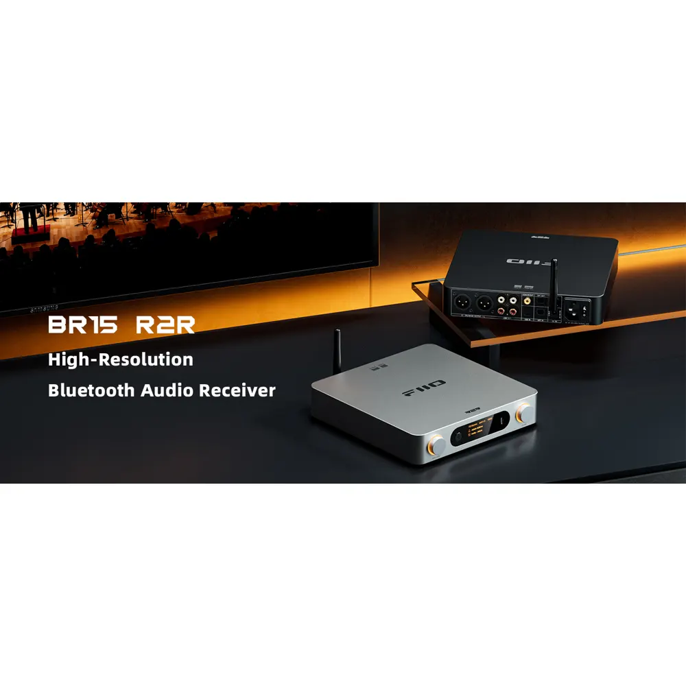 DAC მიმღები FiiO BR15 R2R (F3132B) Optical, Coaxial, RCA, XLR, Type-C, Hi-Res Bluetooth Audio Receiver and DAC Black