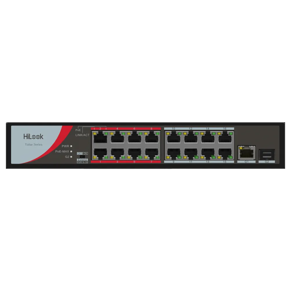 PoE სვიჩი - 16 PoE (at/af) პორტი, არამართვადი, HiLook, HiLook By HIKVISION NS-0318P-130(B)