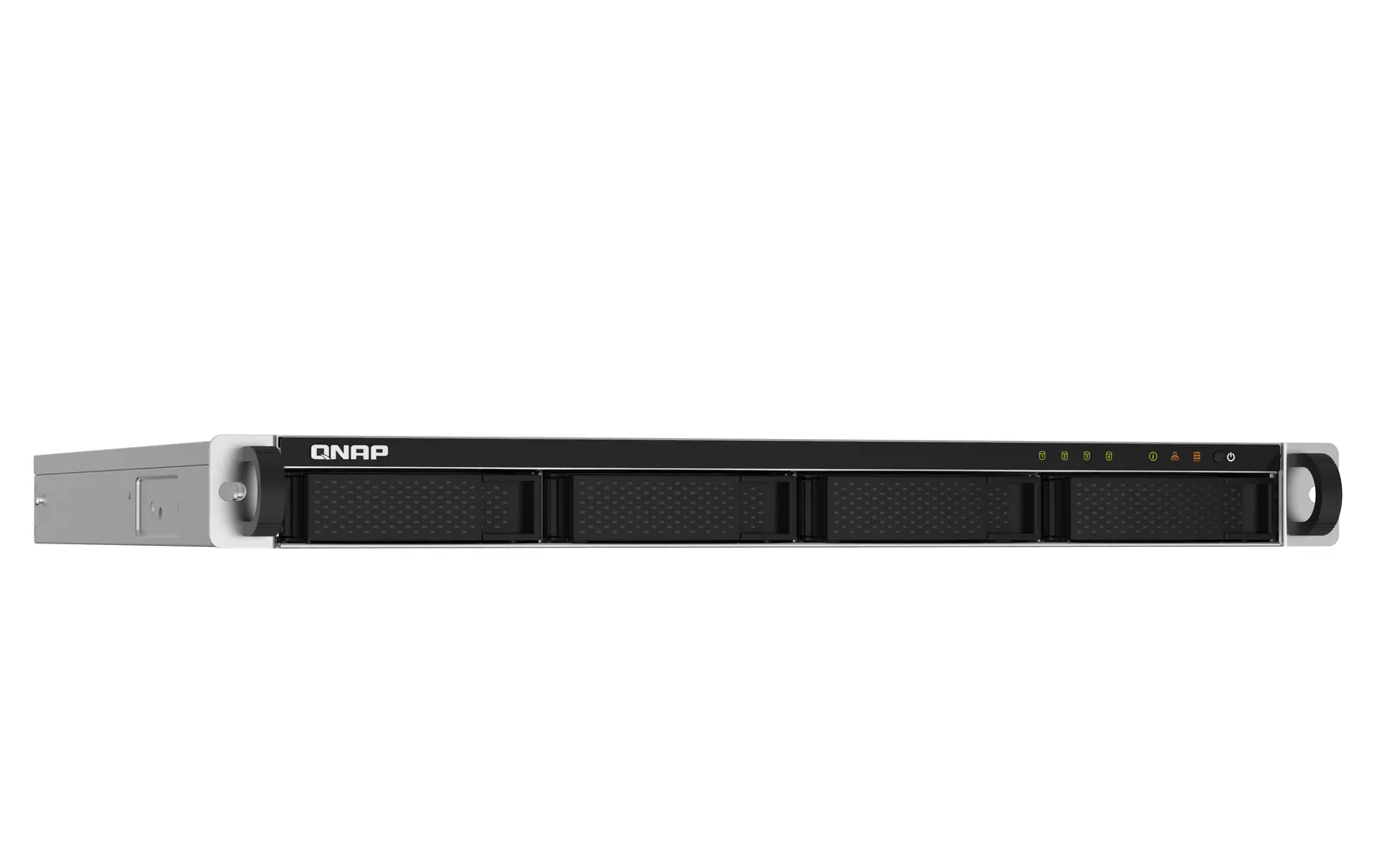 4-Bay AL324 quad-core 1.7 GHz rackmount NAS with 250W redundant PSU, 2GB DDR4 UDIMM RAM (max 16GB), SATA 6Gb/s, 2x 10GbE SFP+ , 2x 2.5GbE, 1x PCIe Gen