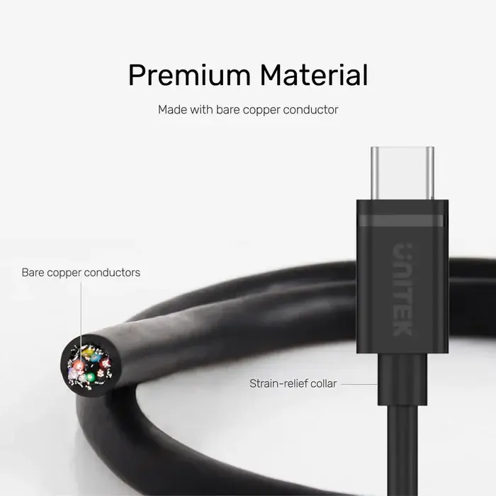 Y-C473BK, UNITEK, Cable, Type C to Micro USB Charging, with Data.