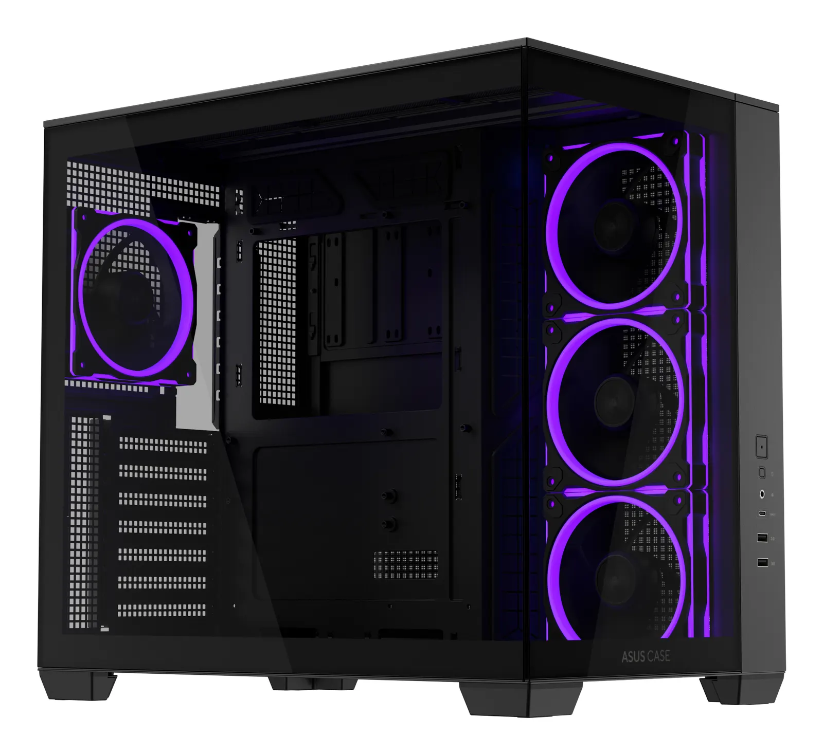 ქეისი ASUS A32 PLUS TG ARGB – Mid Tower | ATX/mATX/Mini-ITX | TG | 4×120mm ARGB Fans | Panoramic Design | GPU 420mm | CPU Cooler 165mm | 360mm Radiator | Black