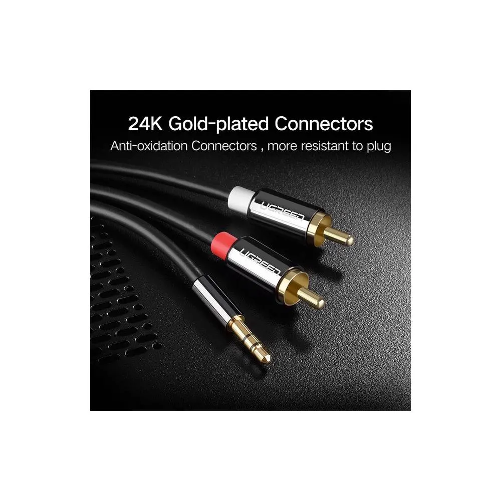 UGREEN AV116 (10590), 3.5mm Male To 2Rca Male Cable, 3m, Black
