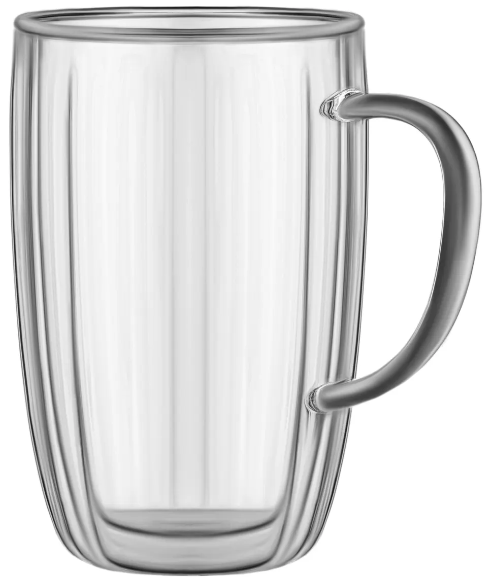 Double wall mug set with handles ARDESTO 350ml, 2pcs, borosilicate glass, transparent