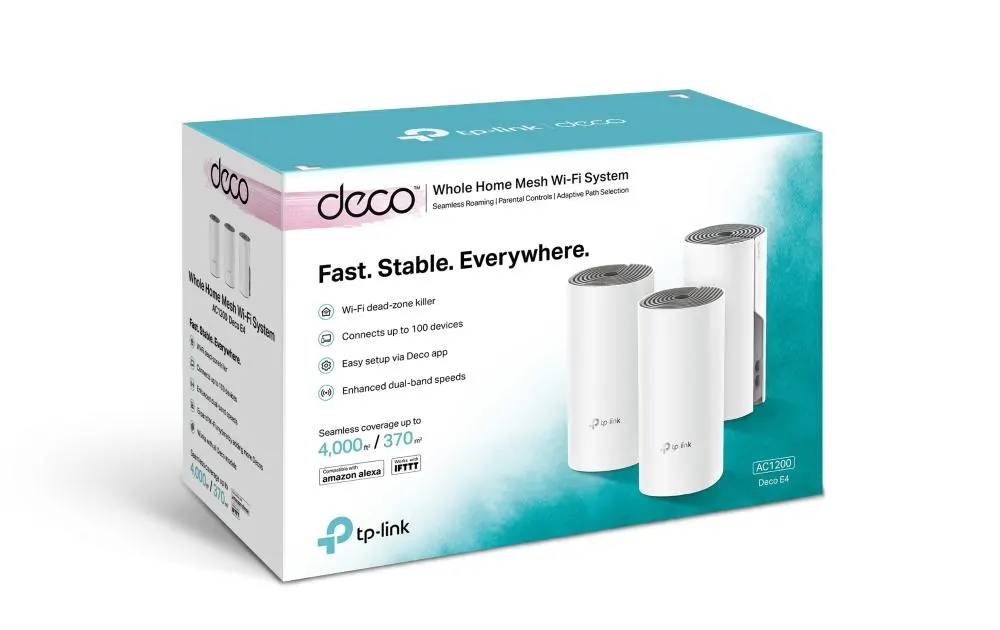 TP-Link, Deco E4(3-pack), AC1200 Whole Home Mesh Wi-Fi System