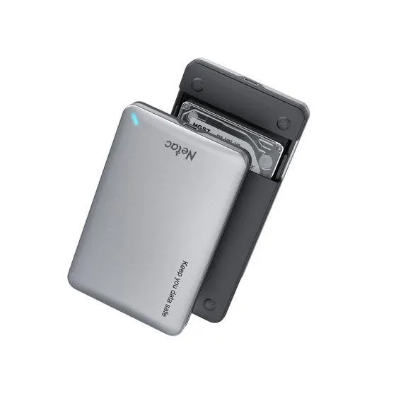 NT07WH12-30AC,Netac WH12 2.5 SATA to USB3.0 External HDD/SSD Case, Slide Aluminum Cover, with USB3.0 A to C cable
