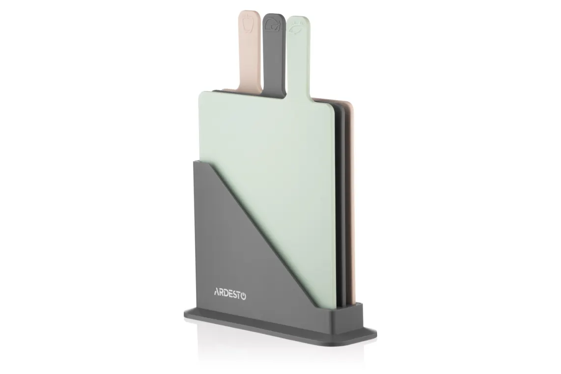საჭრელი დაფა Ardesto Cutting boards set on stand Fresh 3 pcs.: 24,1*33*7,9 cm, plastic
