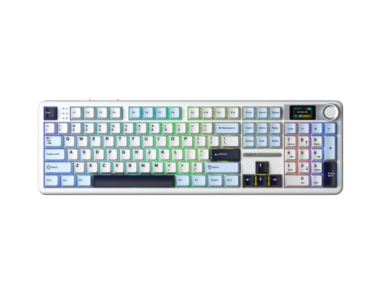 კლავიატურა AULA F108PRO RGB Wireless Mechanical Keyboard Light Blue/White/Black Purple (Reaper switch)