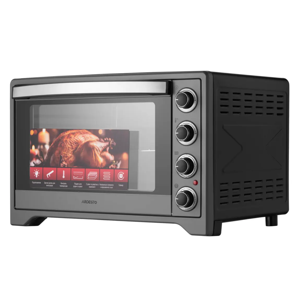 ელექტრო ღუმელი ARDESTO Electric oven , 60L, 2200W, mech., double glass, grey