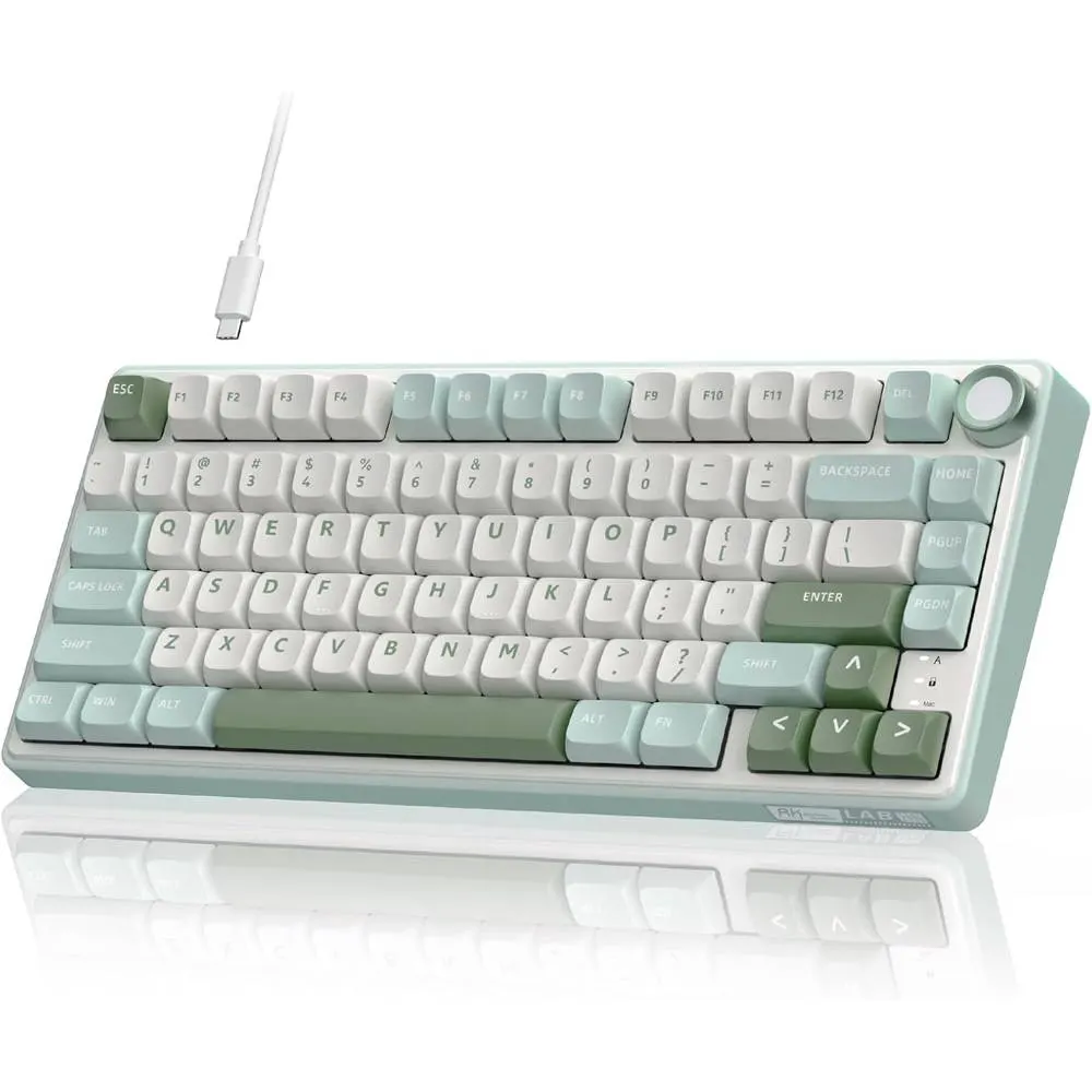 კლავიატურა Royal Kludge RK R75 RGB Mechanical Keyboard, K silver switch, Hot Swappable, Type-C wired, Sky Cyan