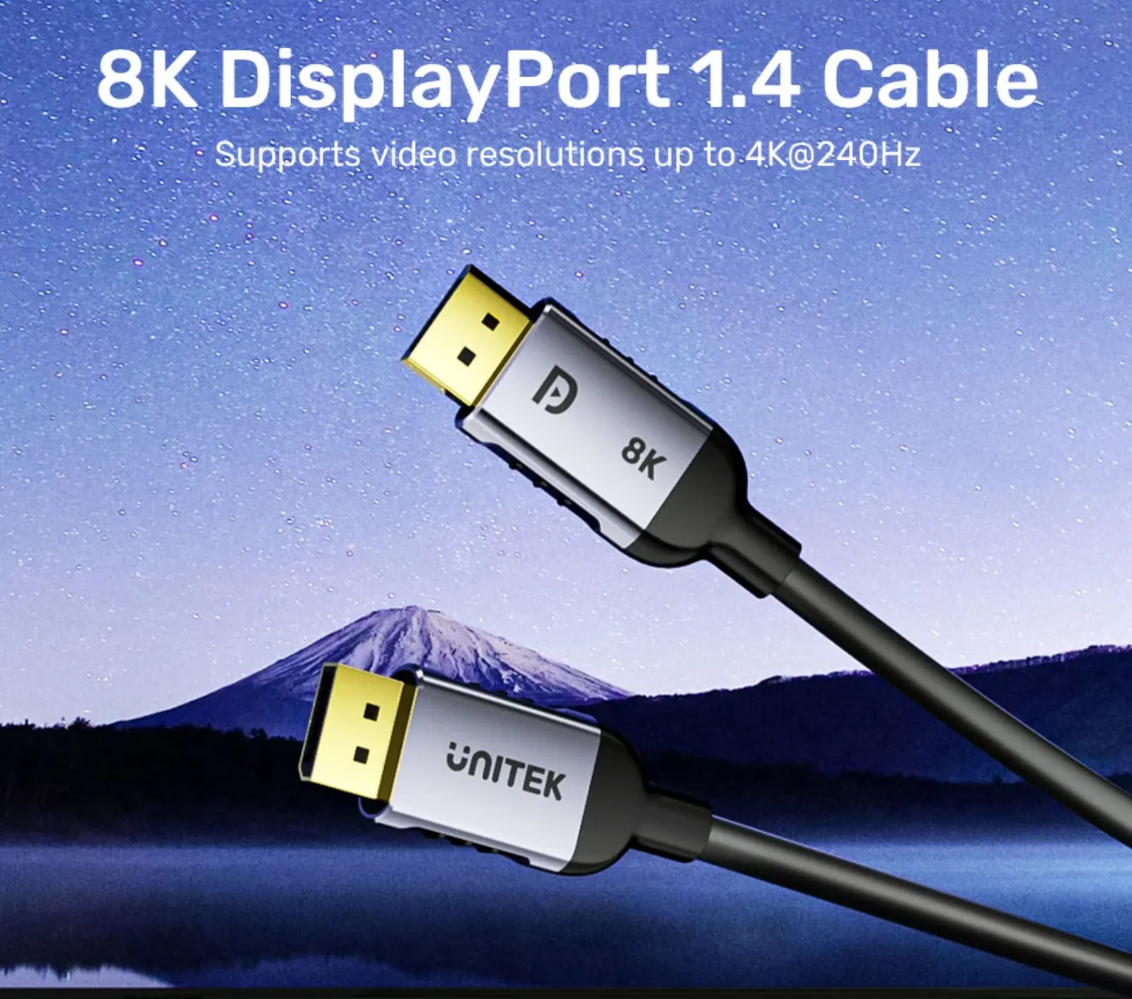 C1628GY UNITEK 1.5M, DP1.4 Male To Male Cable (8K)