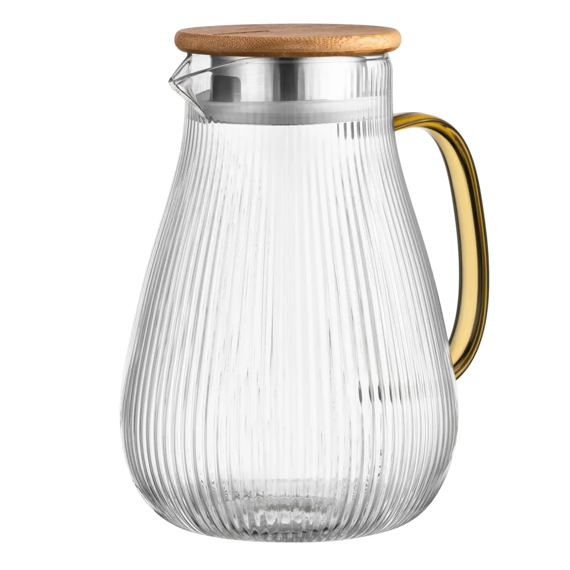 დოქი Pitcher with lid ARDESTO 1480ml, borosilicate glass, stainless steel, bamboo, transparent