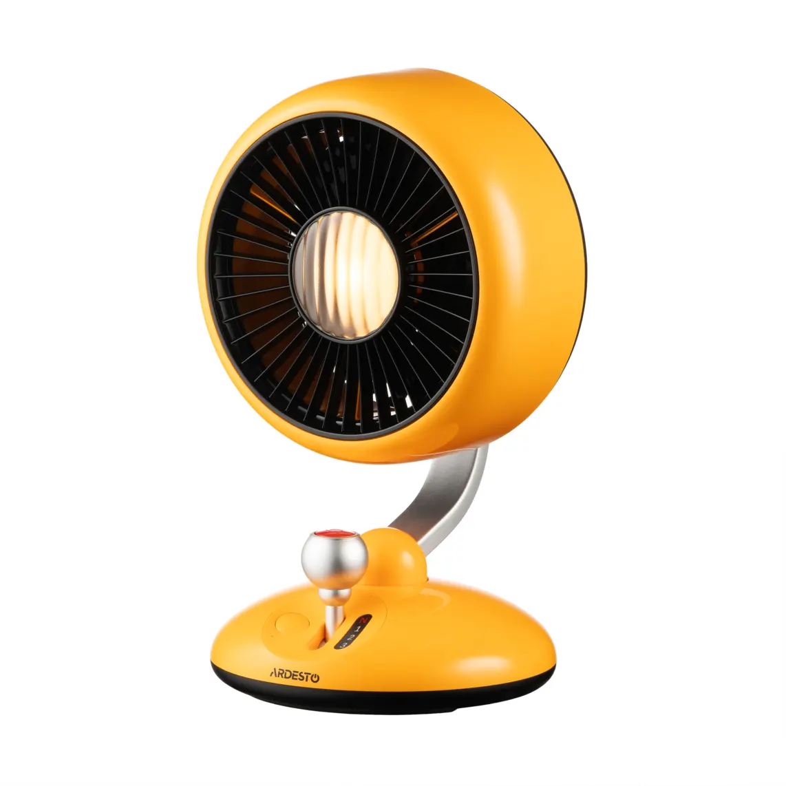 ARDESTO Table fan AviaFan FT-F3600Y desktop, 12cm, rechargeable, backlight, USB-A Type-C, yellow