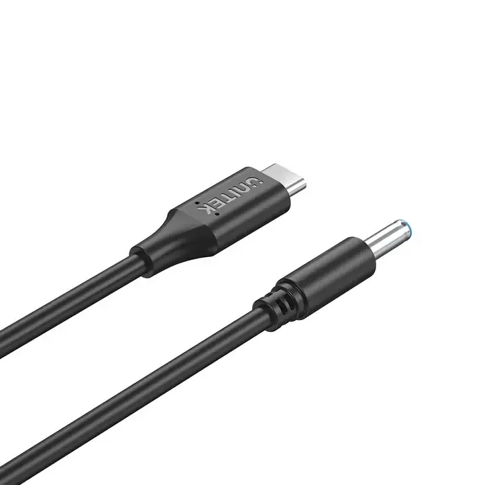 C14117BK-1.8M, UNITEK, 1.8M, 65W USB-C to DC4.5*3.0mm Charging Cable for HP Laptops