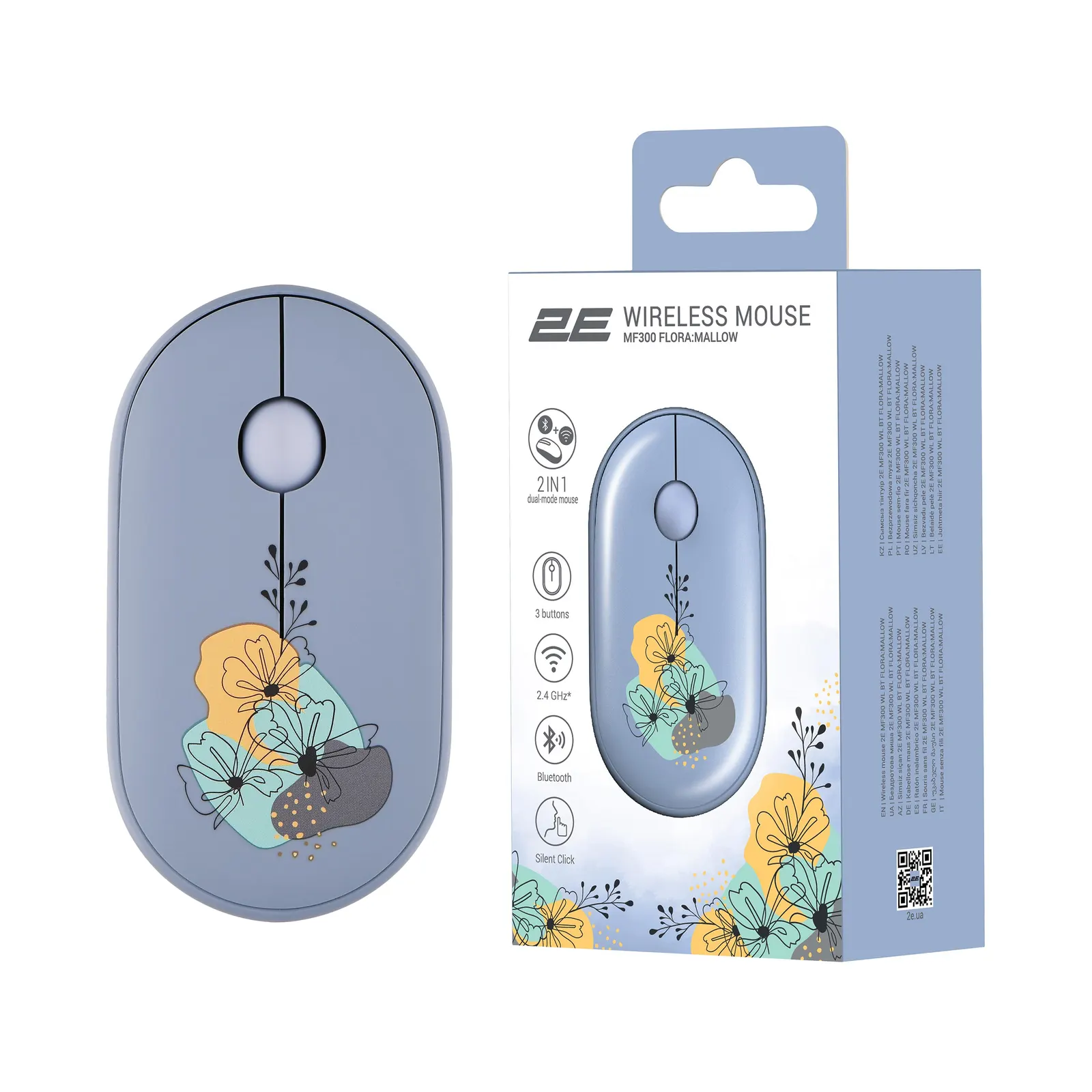 მაუსი 2E Mouse MF300 FLORA:MALLOW Silent WL BT, Blue