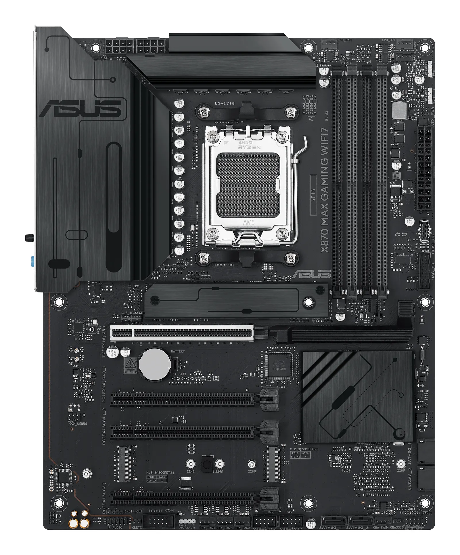 Motherboard ASUS X870 MAX GAMING WIFI7 sAM5 X870 4xDDR5 M.2 HDMI USB Type-C Wi-Fi BT ATX