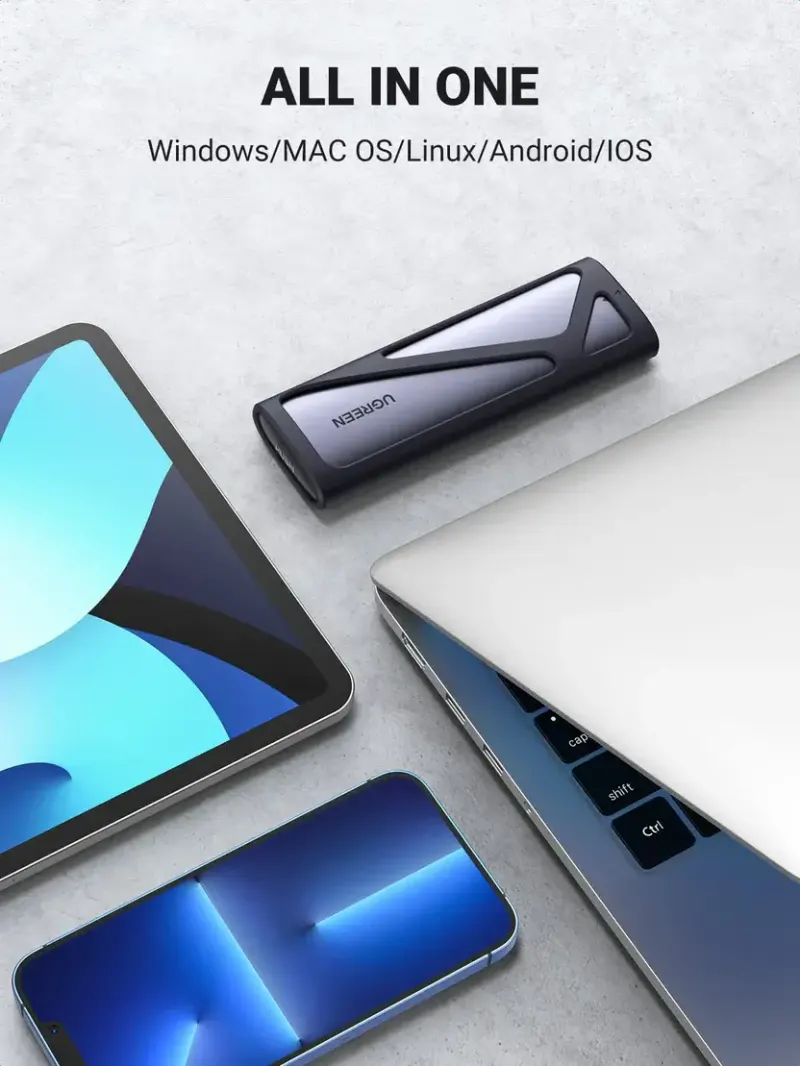 CM578, UGREEN, USB Adapter, USB Adapter, M.2 NVMe SSD Enclosure Adapter, Grey.