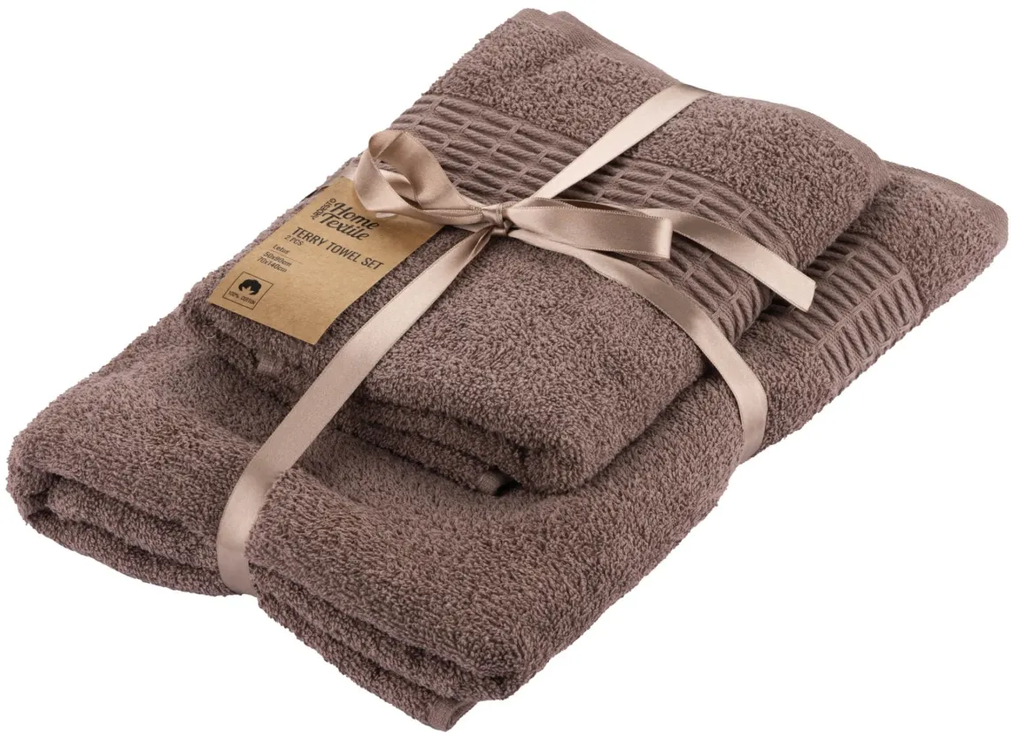 Ardesto Terry towel set Lotus, 50x90cm, 70x140cm, 2pcs, 100% cotton, brown