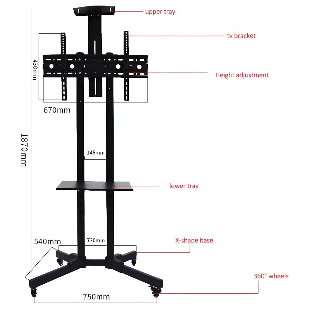 ტელევიზორის საკიდი Allscreen C1500, 32"-65", TV Mount With Roller, Black