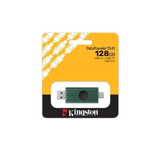 USB ფლეშ მეხსიერება DTDEG2/128GB, KINGSTON, Flash Memory, USB 3.2 Gen 1, USB-A and USB-C connectors.