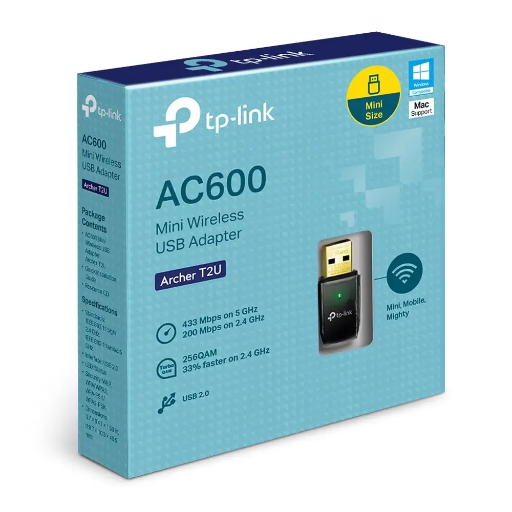 TP-Link, Archer T2U, AC600 Wireless USB Adapter