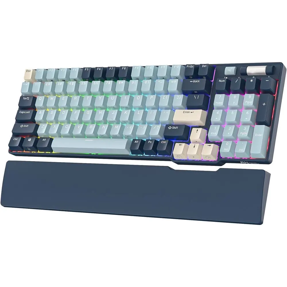 კლავიატურა Royal Kludge RK 96 Mechanical Keyboard, Red switch, Hot Swappable, Wireless, USB Type-C, 2.4 GHz, Bluetooth, Forest Blue