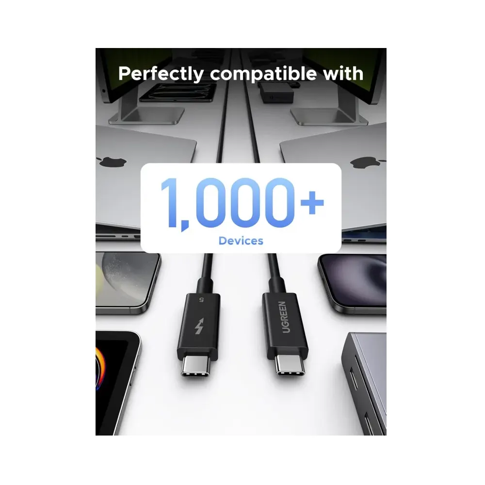 ვიდეო კაბელი UGREEN L703 (45996), 240W, Type-C Thunderbolt 5 Cable, 1m, Black