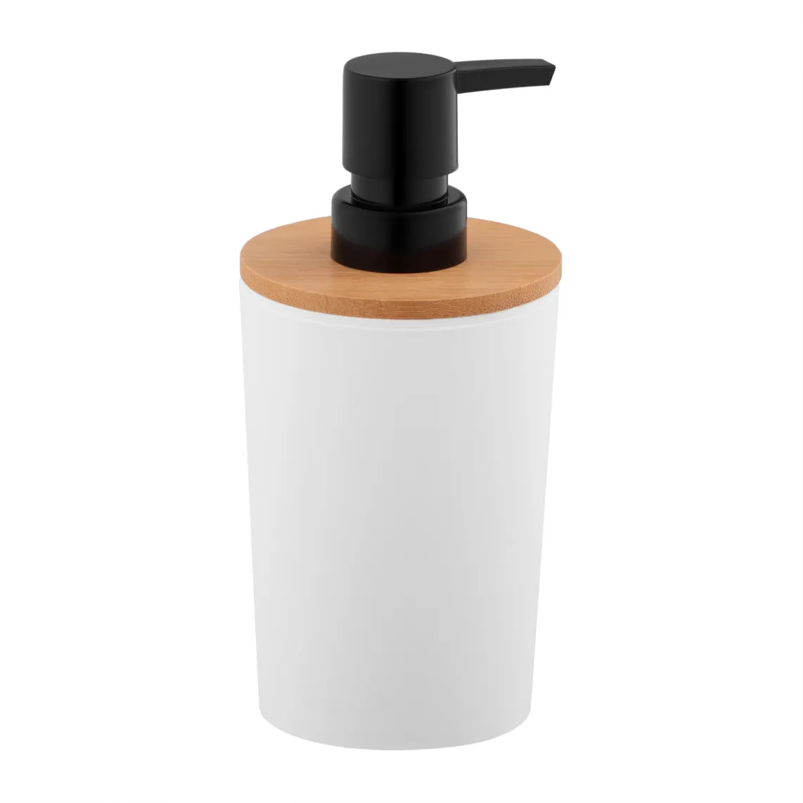 საპნის დისპენსერი Ardesto Soap dispenser Minimalism 380ml, polypropylene, bamboo, white