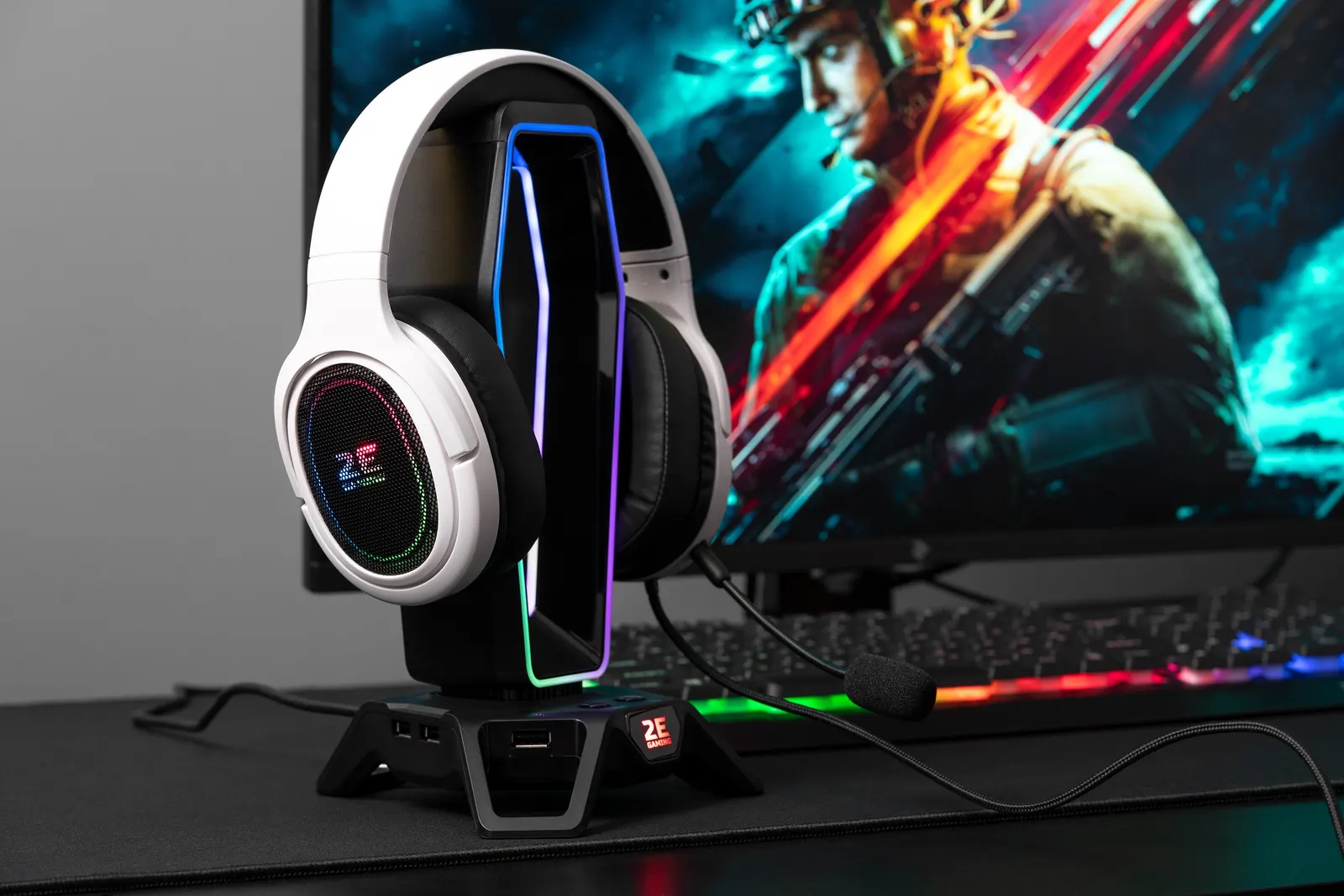 ყურსასმენი 2E GAMING Headset HG330 RGB USB 7.1 White
