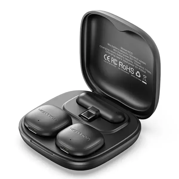 მიკროფონი NCDB0, VENTION, Microphone , Wireless AI Noise-Canceling Lavalier Microphone Black.