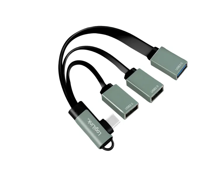 ადაპტერი Logilink UA0361 USB-C Hub, 90° USB-C plug to 2x USB